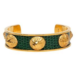 Hermès Pulseira com motivo de concha Hermes Dourado Verde