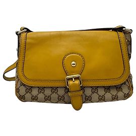 Gucci Sukey Borsa a tracolla in tela monogram GG e pelle Marrone D'oro