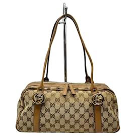Sac Bowling Gucci GG Monogram Twins Interlocking Marron Beige