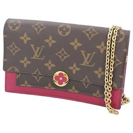 Borsa a tracolla portafoglio con catena Louis Vuitton Fuschia Monogramma