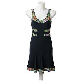 Robe Mini Blumarine à Imprimé Floral Noir Multicolore