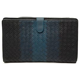 Pochette Intrecciato Bottega Veneta Noir Bleu Marine