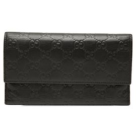 Gucci Guccissima Tri-Fold Long Wallet Black