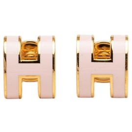Hermès Hermes Pop H Mini Stud Earrings Pink Golden