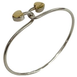Tiffany & Co Tiffany Vintage Solid Double Heart Hook Bangle Silvery Golden