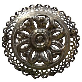 Autre Marque Silver-tone Round Openwork Floral Brooch Silvery