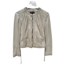 Roberto Cavalli Ivory Leather Cropped Jacket IT 40 Pre-owned Other