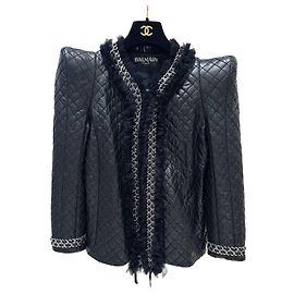 Balmain Paris Steppjacke aus Lammleder - Größe 40 gebraucht Andere