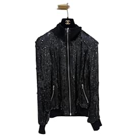 Dolce & Gabbana Black Sequin Bomber Jacket Sz.38 Pre-owned Other