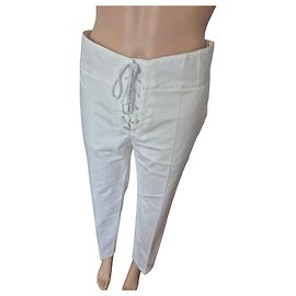 Pantaloni carrot bianchi in cotone Barbara Bui con lacci Bianco
