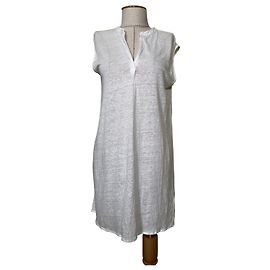 Autre Marque Majestic Filatures White Linen Tunic Top White