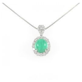 Autre Marque Colar de Esmeralda e Diamante Pt900 Pt850 Verde