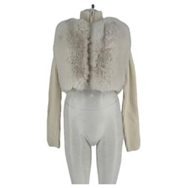 Yves Salomon Beiger Pelpullover Beige