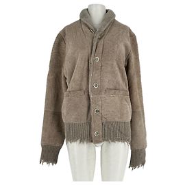 Autre Marque Veste beige en peau lainée Beige