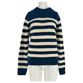 Lacoste Pull rayé bleu et blanc Bleu