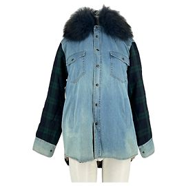 Autre Marque Gefütterte Jeansjacke Blau