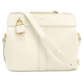 Céline Bolsa de ombro Celine em couro de bezerro branco Branco