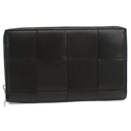 Bottega Veneta Black Leather Long Wallet Black