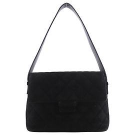 Chanel Matelasse Black Suede Shoulder Bag Black