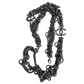 Chanel Kettengürtel mit CC-Logo und Strass - Anthrazit Grau