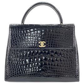 Chanel Embossed Leather Handbag Black