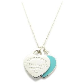 Tiffany & Co. Return to Tiffany Double Heart Tag Halskette Silber Blau