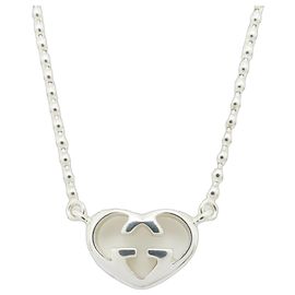GUCCI Interlocking G Heart Halskette Silber