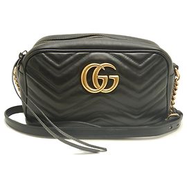 Borsa a tracolla in pelle Gucci GG Marmont Nero