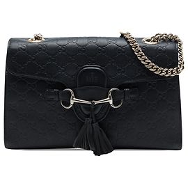 Borsa a tracolla Gucci Emily Medium Guccissima Nera Nero
