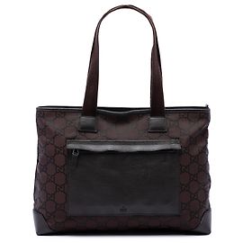 Gucci Brown GG Nylon Tote Brown Dark brown