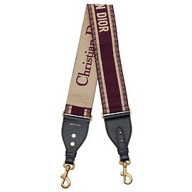 Dior Red Canvas Logo Embroidered Shoulder Strap Brown Red