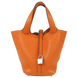 Hermès Orange Clemence Picotin Lock 18 Orange