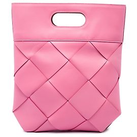 Bottega Veneta Pink Medium Leather Maxi Intrecciato Slip Tote Pink