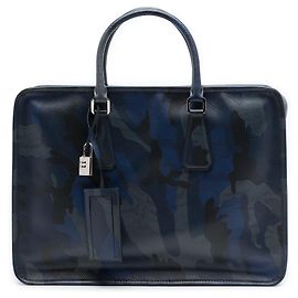 Prada Blue Saffiano Camouflage Print Briefcase Blue