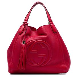 Gucci Red Medium Calfskin Soho Cellarius Tote Red