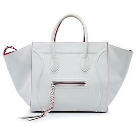 Céline Celine White Medium Leather Phantom Luggage Tote White