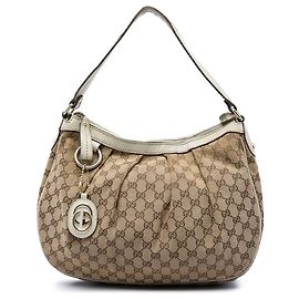 Gucci Beige GG Canvas Sukey Shoulder Bag Beige