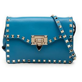 Valentino Mini Bolso Bandolera Rockstud de Piel Azul Azul
