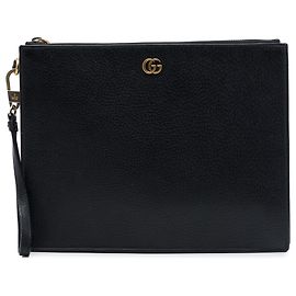 Clutch Gucci GG Marmont in pelle di vitello nera Nero