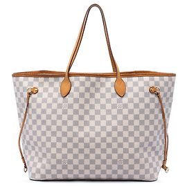 Louis Vuitton White Damier Azur Neverfull GM Blanco