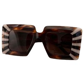 Óculos de sol Loewe Carey com Riscas Marrom Branco Multicor