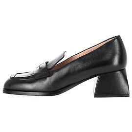 Nodaleto Square Toe Pumps in Black Leather Black