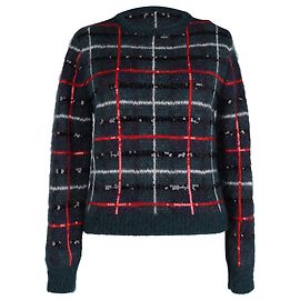 Pull en laine mohair multicolore à sequins et motif tartan Saint Laurent Multicolore