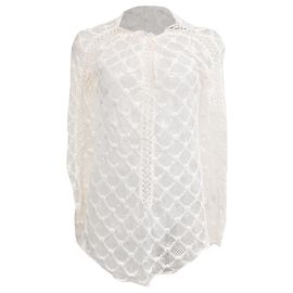 Isabel Marant Langarmshirt aus bestickter Spitze in weißer Baumwolle Weiß Roh