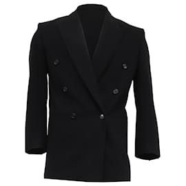 Saint Laurent Double-Breasted Blazer in Black Wool Black