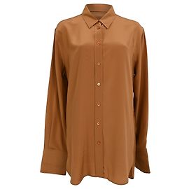 Camicia a maniche lunghe Joseph con bottoni in seta marrone Marrone