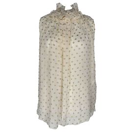Stella Mc Cartney Blusa sem mangas com bolinhas e folhos Stella Mccartney em seda branca Branco Cru