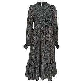 Autre Marque Hatch Midi-Kleid mit Ditsy-Blumenmuster und Stehkragen aus schwarzem Polyester Schwarz
