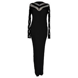 Robe maxi plissée à manches longues Alexander Wang en polyester noir Noir