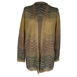 M Missoni Strickjacke mit Chevron-Muster, offene Front, in braunem Polyamid Braun Rot